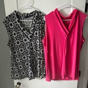 Elegant Black and Pink Sleeveless 1X Blouse Bundle